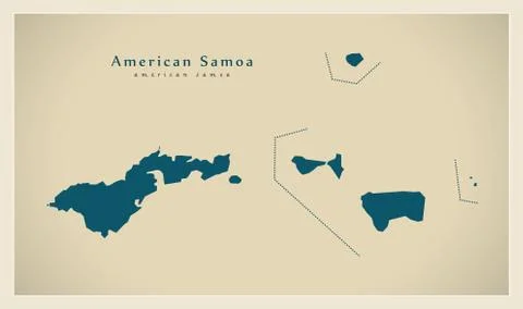 Modern Map - American Samoa AS Stock Illustration