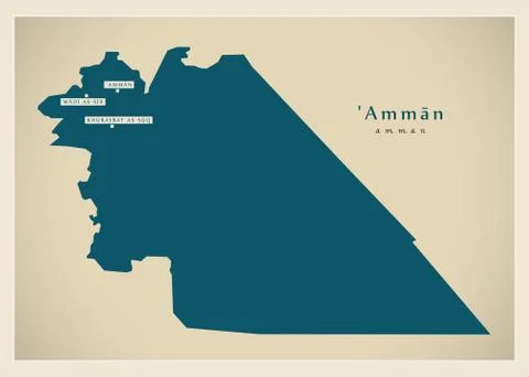 Modern Map - Amman JO Stock Illustration
