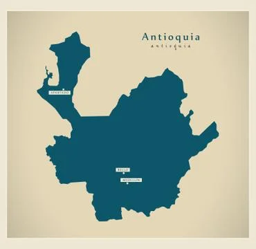 Modern Map - Antioquia CO Illustrazione stock