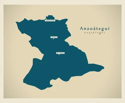 Modern Map - Anzoategui VE 库存插图