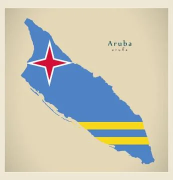 Modern Map - Aruba flag colored AW Stock Illustration