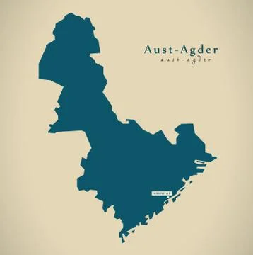Modern Map - Aust Agder Norway NO illustration Stock Illustration
