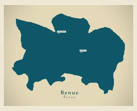 Modern Map - Benue NG Stock Illustration