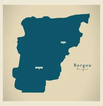 Modern Map - Borgou BJ Stock-Illustration