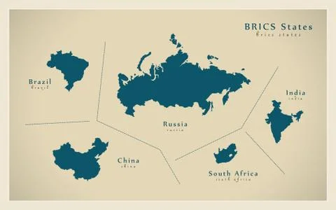 Modern Map - BRICS States Illustrazione stock