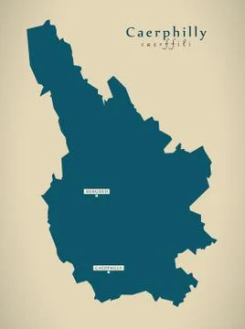 Modern Map - Caerphilly Wales UK illustration Stock Illustration