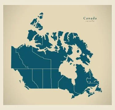 Modern Map - Canada with regions CA Stockillustratie