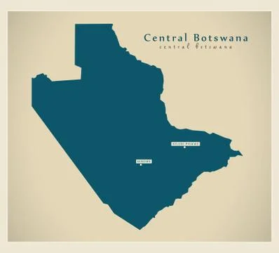 Modern Map - Central Botswana BW Illustrazione stock