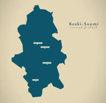 Modern Map - Central Finland FI illustration Stock Illustration