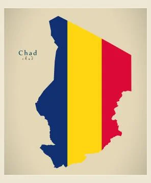 Modern Map - Chad flag colored TD Stock-Illustration