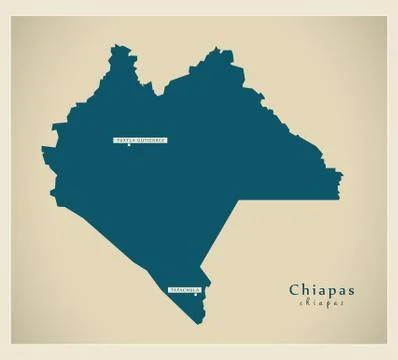 Modern Map - Chiapas MX Illustrazione stock