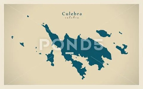 Modern Map - Culebra PR Illustration