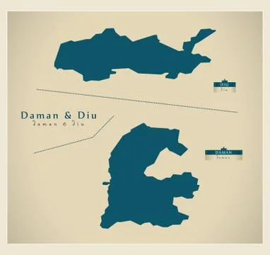 Modern Map - Daman &amp; Diu IN Stock Illustration