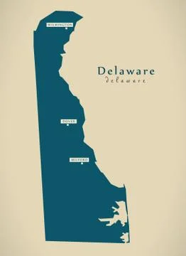 Modern Map - Delaware USA illustration silhouette Stock Illustration