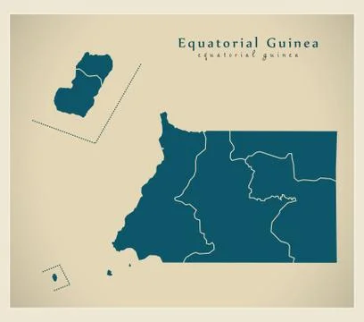 Modern Map - Equatorial Guinea with provinces GQ Stock Illustration
