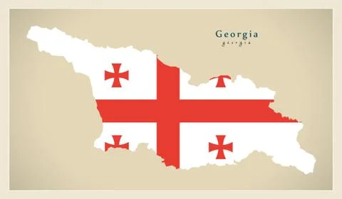Modern Map - Georgia flag colored GE Stock Illustration