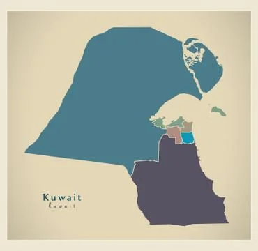 Modern Map - Kuwait with governorates colored KW Stock-Illustration