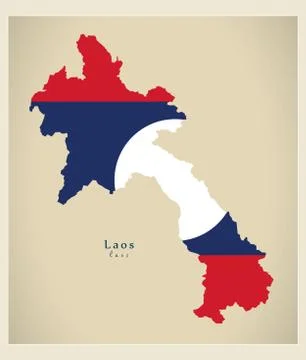 Modern Map - Laos flag colored LA Stock Illustration