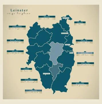 Modern Map - Leinster IE Stock Illustration