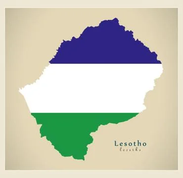 Modern Map - Lesotho flag colored LS Stock Illustration