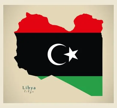 Modern Map - Libya flag colored LY Stock Illustration