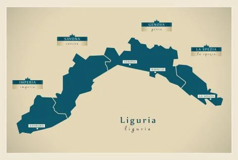 Modern Map - Liguria IT Stock Illustration