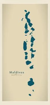 Modern Map - Maldives MV Stock Illustration