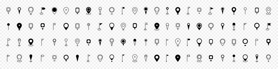Modern Map marker pointer logo icon set. GPS pin symbol collection. Set locat Stockillustratie