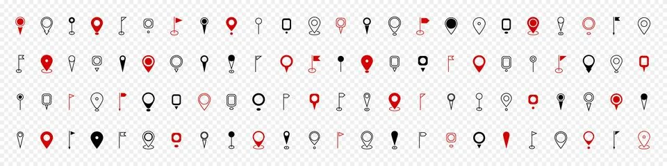 Modern Map marker pointer logo icon set. GPS pin symbol collection. Set locat Illustrazione stock