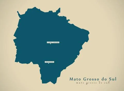 Modern Map - Mato Grosso do Sul BR Brazil Illustration Illustrazione stock