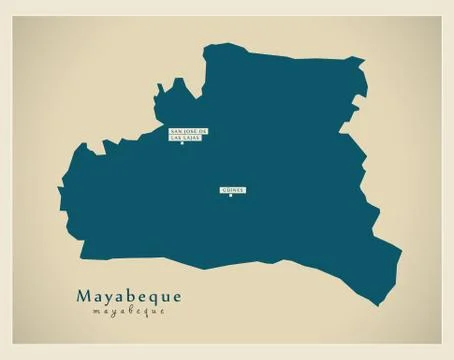 Modern Map - Mayabeque CU Stock Illustration