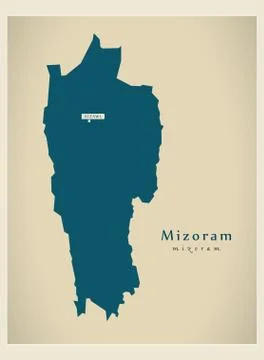 Modern Map - Mizoram IN Stock Illustration