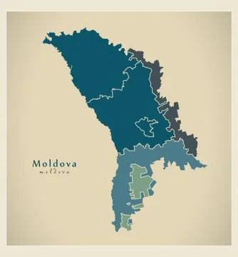 Modern Map - Moldova with development regions MD Stock Illustration