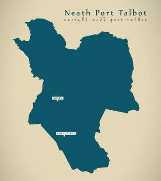 Modern Map - Neath Port Talbot Wales UK illustration Stock Illustration