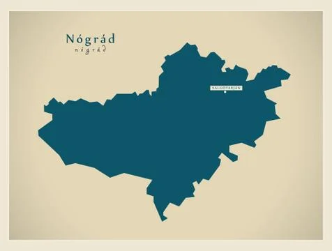 Modern Map - Nograd HU Stock Illustration