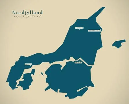 Modern Map - Nordjylland Denmark DK illustration Stock-Illustration