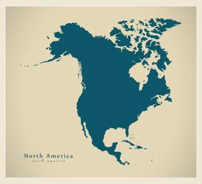Modern Map - North America Map complete Stock Illustration