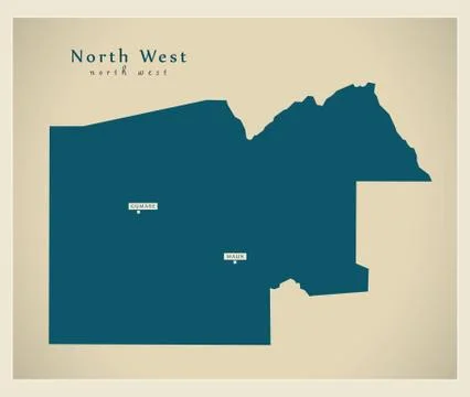 Modern Map - North West BW Stock Illustration