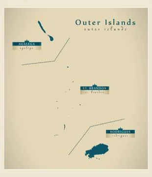 Modern Map - Outer Islands of Mauritius details MU Stock Illustration