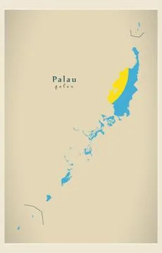 Modern Map - Palau flag colored PW Stock Illustration