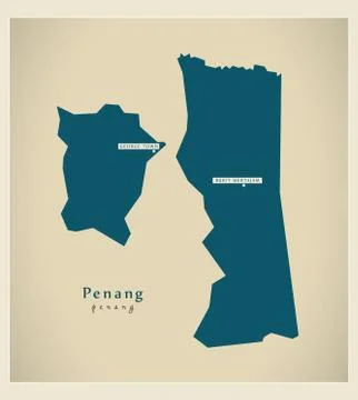 Modern Map - Penang MY Stock Illustration