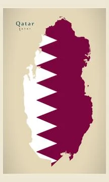 Modern Map - Qatar flag colored QA Stock-Illustration
