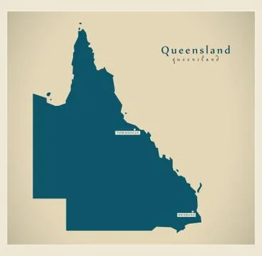Modern Map - Queensland AU Stock Illustration
