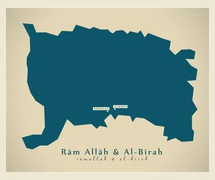 Modern Map - Ram Allah and Al-Birah PS Stock Illustration