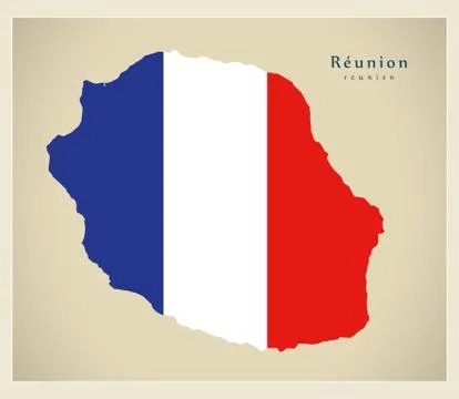 Modern Map - Reunion flag colored FR Stock Illustration