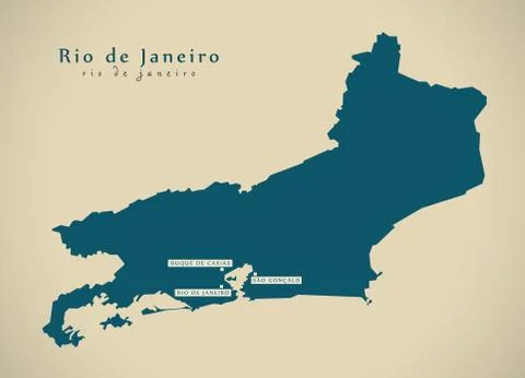 Modern Map - Rio de Janeiro BR Brazil Illustration Stock Illustration