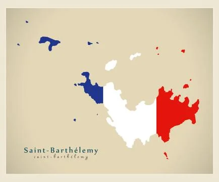 Modern Map - Saint-Barthelemy colored flag BL Stock Illustration