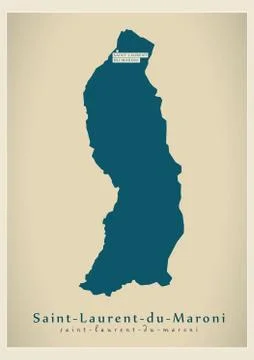 Modern Map - Saint-Laurent-du-Maroni GF Stock Illustration