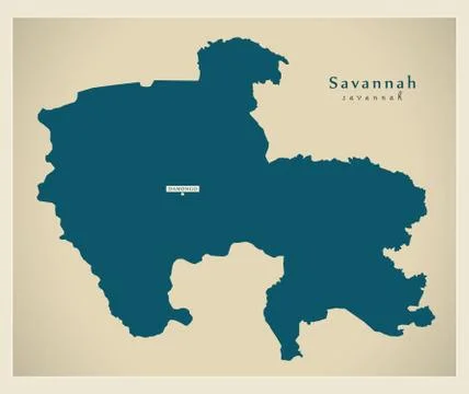 Modern Map - Savannah region map of Ghana GH Stock Illustration