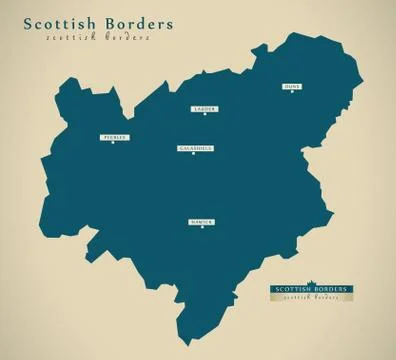 Modern Map - Scottish Borders UK Scotland illustration Stock Illustration